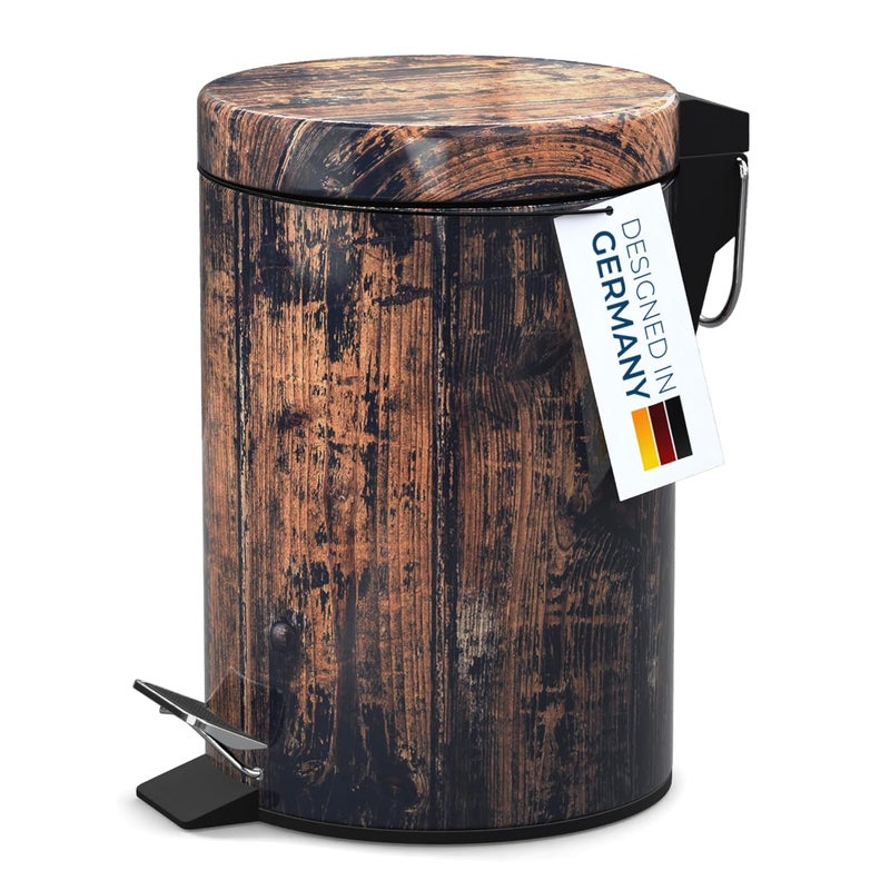 Sanilo Small Bathroom Trash Can with Lid [1.3 Gallon] - Lidded Tiny Trashcan for Garbage - Mini Metal Bin with Soft Closing Mechanism - Bath Room Accessoire Wastebin with Inner Bucket (Vintage) - Image 2